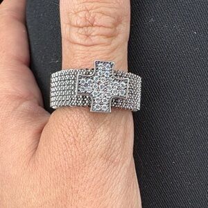 Silver Cross Ring with DQCZ